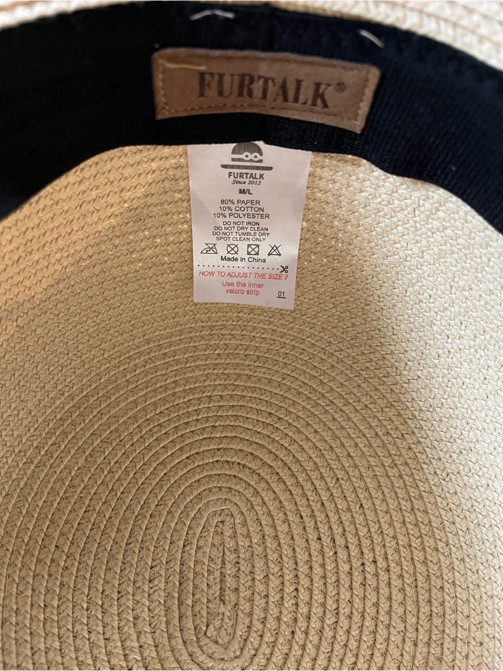 Women’s Wide-Brim Straw Sun Hat with Adjustable Chin Cord - Beige - Picture 2 of 6
